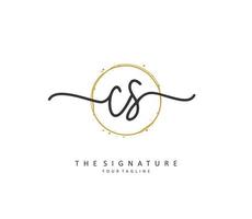 C S CS Initial letter handwriting and  signature logo. A concept handwriting initial logo with template element. vector