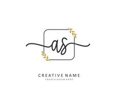 A S AS Initial letter handwriting and  signature logo. A concept handwriting initial logo with template element. vector