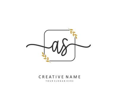 A S AS Initial letter handwriting and  signature logo. A concept handwriting initial logo with template element. vector