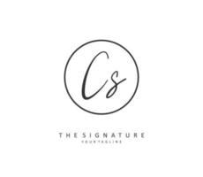 C S CS Initial letter handwriting and  signature logo. A concept handwriting initial logo with template element. vector