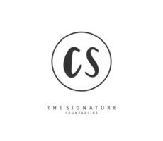 C S CS Initial letter handwriting and  signature logo. A concept handwriting initial logo with template element. vector