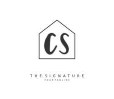 C S CS Initial letter handwriting and  signature logo. A concept handwriting initial logo with template element. vector