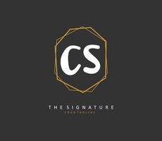 C S CS Initial letter handwriting and  signature logo. A concept handwriting initial logo with template element. vector