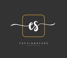 E S ES Initial letter handwriting and  signature logo. A concept handwriting initial logo with template element. vector