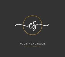 E S ES Initial letter handwriting and  signature logo. A concept handwriting initial logo with template element. vector