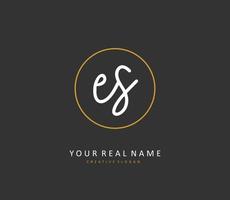 E S ES Initial letter handwriting and  signature logo. A concept handwriting initial logo with template element. vector