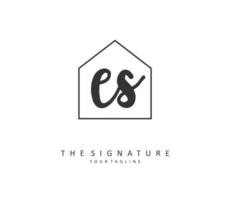 E S ES Initial letter handwriting and  signature logo. A concept handwriting initial logo with template element. vector