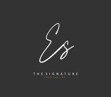 E S ES Initial letter handwriting and  signature logo. A concept handwriting initial logo with template element. vector