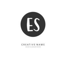 E S ES Initial letter handwriting and  signature logo. A concept handwriting initial logo with template element. vector