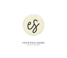 E S ES Initial letter handwriting and  signature logo. A concept handwriting initial logo with template element. vector