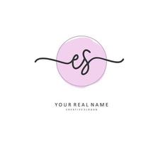 E S ES Initial letter handwriting and  signature logo. A concept handwriting initial logo with template element. vector