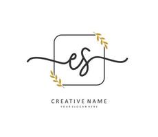 E S ES Initial letter handwriting and  signature logo. A concept handwriting initial logo with template element. vector