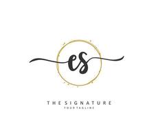 E S ES Initial letter handwriting and  signature logo. A concept handwriting initial logo with template element. vector