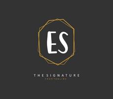 E S ES Initial letter handwriting and  signature logo. A concept handwriting initial logo with template element. vector