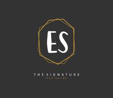 E S ES Initial letter handwriting and  signature logo. A concept handwriting initial logo with template element. vector