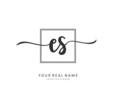 E S ES Initial letter handwriting and  signature logo. A concept handwriting initial logo with template element. vector