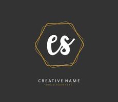 E S ES Initial letter handwriting and  signature logo. A concept handwriting initial logo with template element. vector