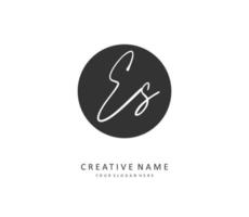 E S ES Initial letter handwriting and  signature logo. A concept handwriting initial logo with template element. vector