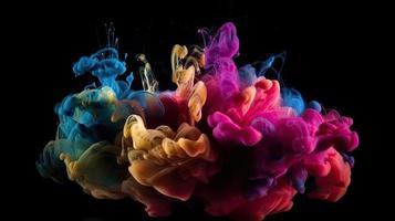 Abstract soft colorful ink splash in water background. photo