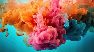 Abstract soft colorful ink splash in water background. photo