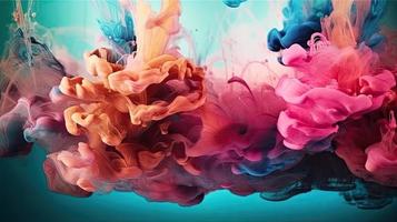 Abstract soft colorful ink splash in water background. photo