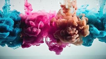 Abstract soft colorful ink splash in water background. photo