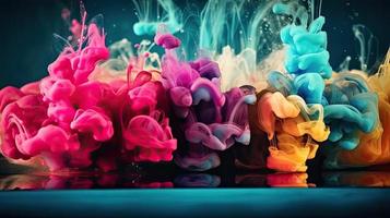 Abstract soft colorful ink splash in water background. photo