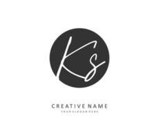 K S KS Initial letter handwriting and  signature logo. A concept handwriting initial logo with template element. vector