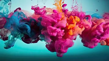 Abstract soft colorful ink splash in water background. photo