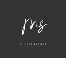 M S MS Initial letter handwriting and  signature logo. A concept handwriting initial logo with template element. vector