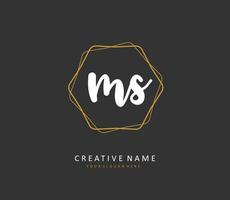 M S MS Initial letter handwriting and  signature logo. A concept handwriting initial logo with template element. vector