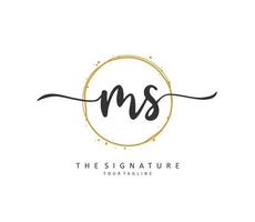 M S MS Initial letter handwriting and  signature logo. A concept handwriting initial logo with template element. vector