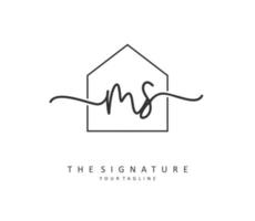 M S MS Initial letter handwriting and  signature logo. A concept handwriting initial logo with template element. vector