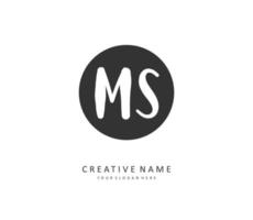 M S MS Initial letter handwriting and  signature logo. A concept handwriting initial logo with template element. vector