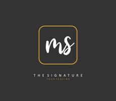 M S MS Initial letter handwriting and  signature logo. A concept handwriting initial logo with template element. vector