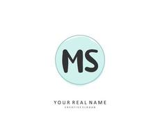 M S MS Initial letter handwriting and  signature logo. A concept handwriting initial logo with template element. vector