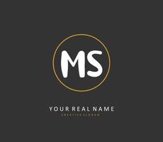 M S MS Initial letter handwriting and  signature logo. A concept handwriting initial logo with template element. vector