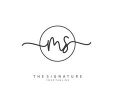 M S MS Initial letter handwriting and  signature logo. A concept handwriting initial logo with template element. vector