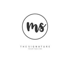 M S MS Initial letter handwriting and  signature logo. A concept handwriting initial logo with template element. vector