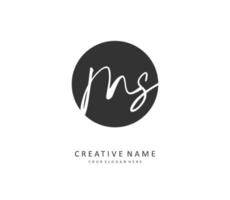 M S MS Initial letter handwriting and  signature logo. A concept handwriting initial logo with template element. vector