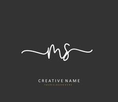 M S MS Initial letter handwriting and  signature logo. A concept handwriting initial logo with template element. vector