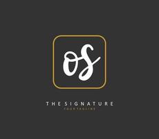 O S OS Initial letter handwriting and  signature logo. A concept handwriting initial logo with template element. vector