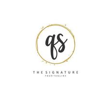 Q S QS Initial letter handwriting and  signature logo. A concept handwriting initial logo with template element. vector