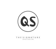 Q S QS Initial letter handwriting and  signature logo. A concept handwriting initial logo with template element. vector