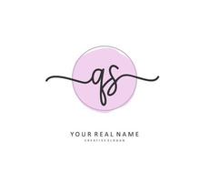 Q S QS Initial letter handwriting and  signature logo. A concept handwriting initial logo with template element. vector