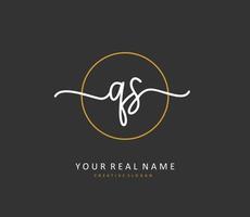 Q S QS Initial letter handwriting and  signature logo. A concept handwriting initial logo with template element. vector