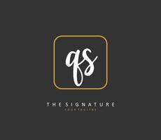 Q S QS Initial letter handwriting and  signature logo. A concept handwriting initial logo with template element. vector