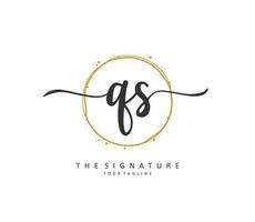 Q S QS Initial letter handwriting and  signature logo. A concept handwriting initial logo with template element. vector