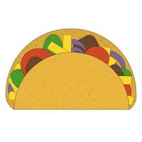 Taco isolated on white background. National Mexican food. vector