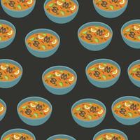 Seamless pattern of tom yam. Asian soup illustration vector